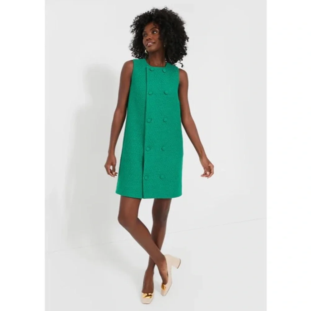 Pomander Place Emerald Green Tweed Bianca Dress Women’s Medium Tuckernuck - Picture 3 of 15